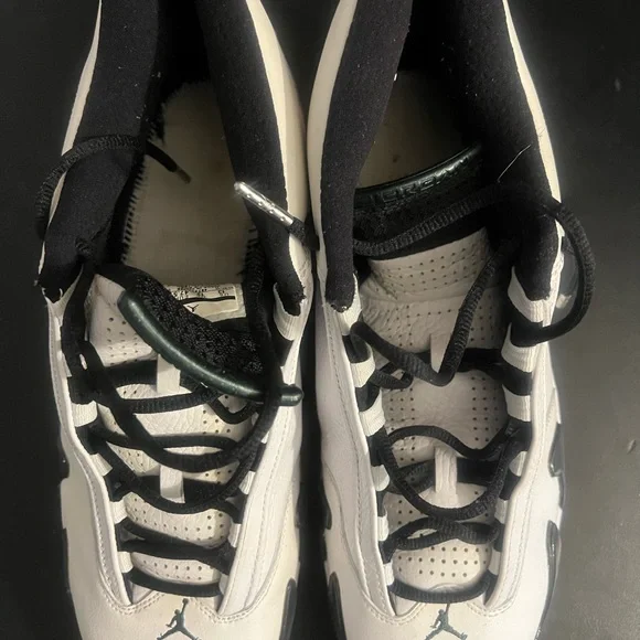 Jordan White and Black High-Top Sneakers with Leather Overlays - Picture 6 of 12